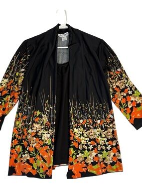 Serengeti Women’s Open Front 2-in-1 Blouse Cardigan Size S Black